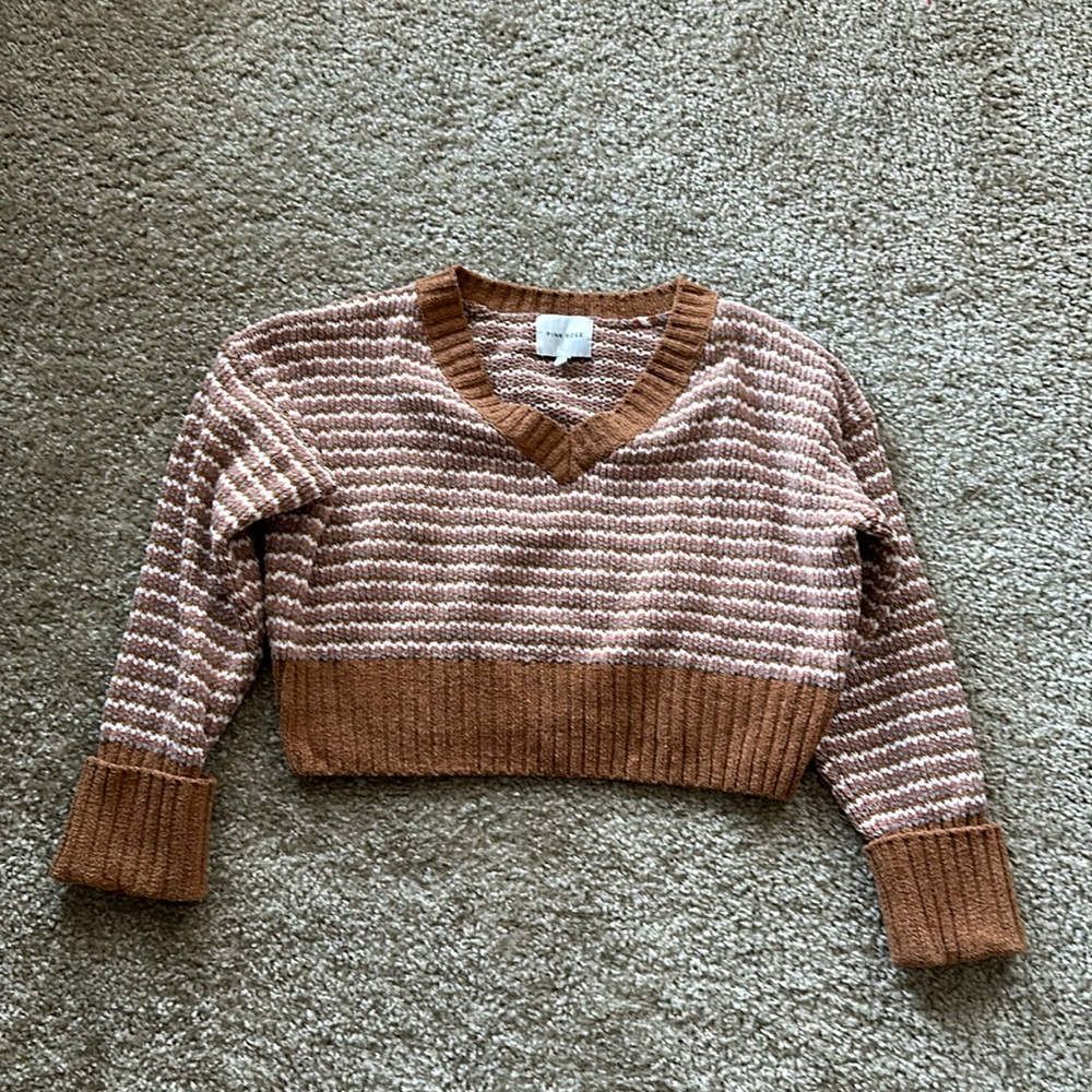 Pink Rose Cropped Sweater